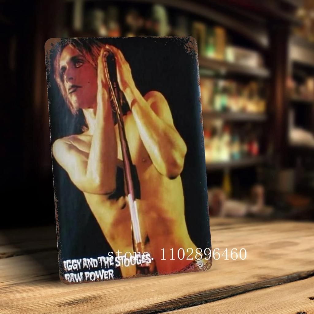 Metalowe tabliczki i szyldy z motywem zespołu Iggy Pop Band, dekoracje ścienne, zabytkowe blaszane tabliczki, plakat z motywem kapitana, dekoracja ścienna do baru, pubu i klubu