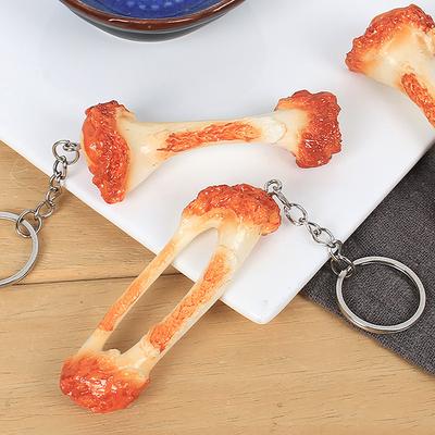 Pvc Chicken Wing Bone Charm Simulated Chicken Leg Bone Key Ring Props Imitation Food Key Chain Bag Pendant Decoration Cute Gift
