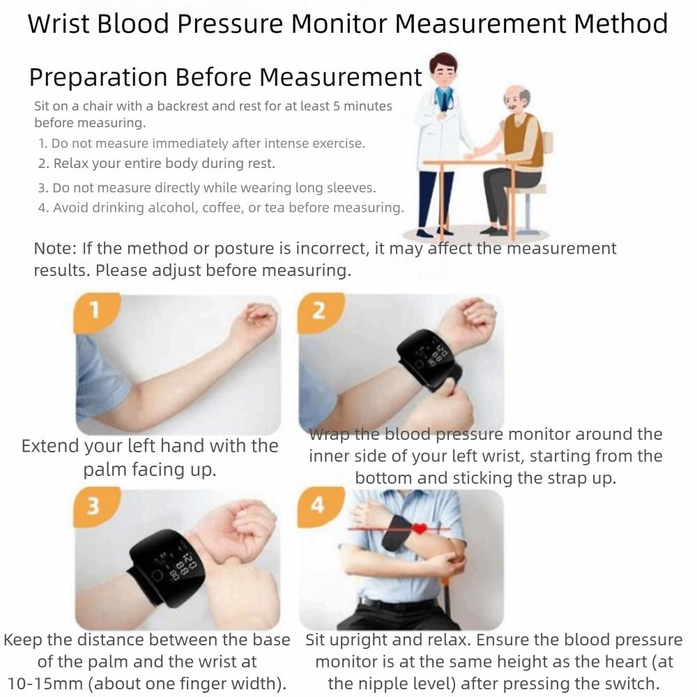Smart Touch Digital Wrist Blood Pressure Monitor Sphygmomanometer Health Monitoring