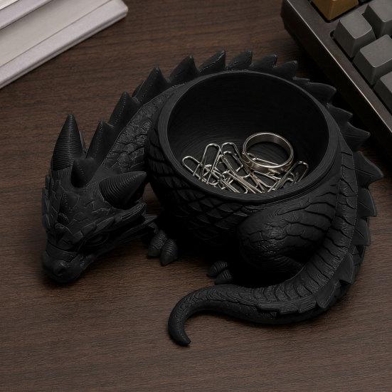 DYS 3D Printed Lying Dragon Flowerpot for Small Green Plants, Decorative Succulents Pot Ornament, Dark Style Figurine Home Office Desktop