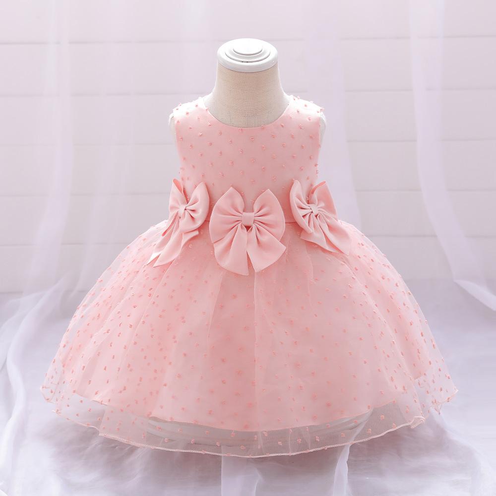 Neujahrskleid Kleinkind Baby Mädchen Kleid Große Schleife Taufe Kleidung für Kinder Erstes Jahr Geburtstag Party Hochzeit Tutu Kleid Taufkleid