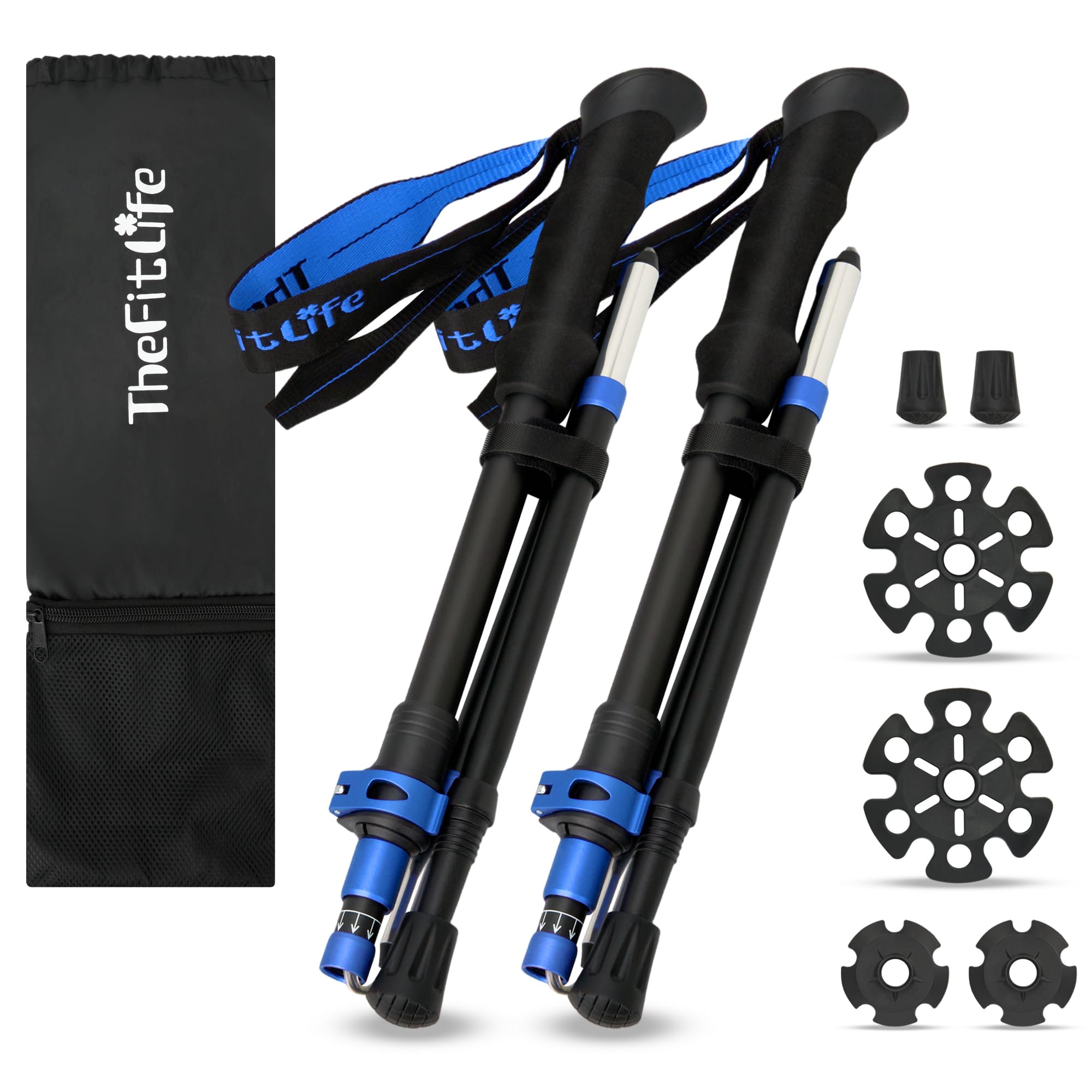 TheFitLife Folding Trekking Poles, Lightweight, 100-120cm Extendable, Walking Poles, Walking Sticks, Set of 2, Hiking Poles, Mountain Climbing Poles,