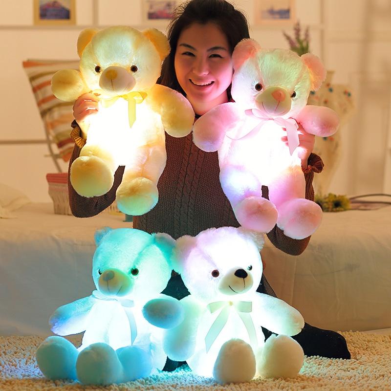 Adorable Teddy Bear Plush Toy With Led Colorful Lights Small Size Long Plush Flashing Function