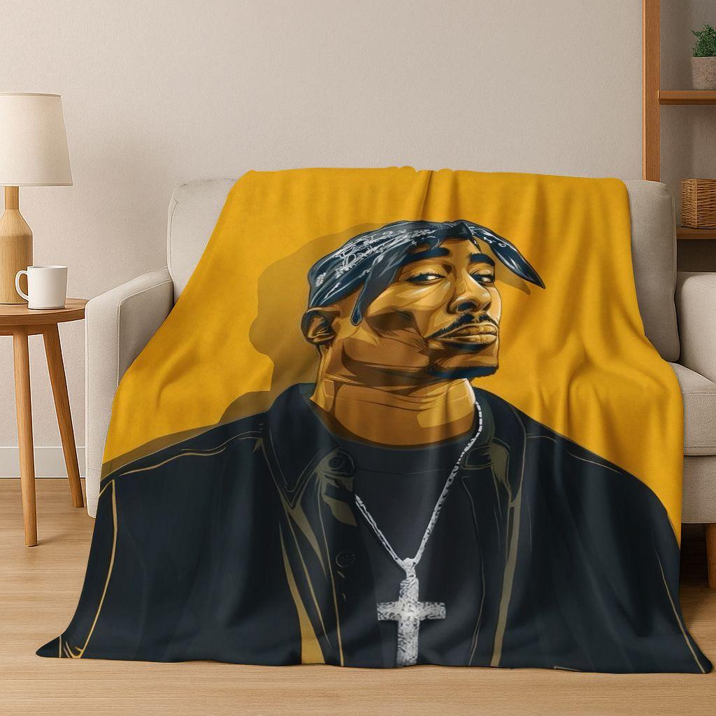 Tupac 2pac Rapper Eminem Hip Hop Rap God Art Flannel Blanket,Cozy Soft Throw Blanket for Home Bedroom Bed Sofa Cover Kids Gift