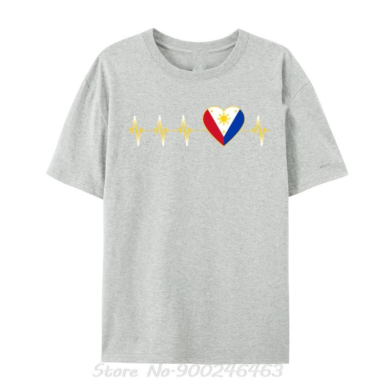 Filipino Heartbeat I Love Philippines Flag Heart Tees Prevalent Print Youth Top T-Shirts Oversized Unisex T Shirt Men Clothing