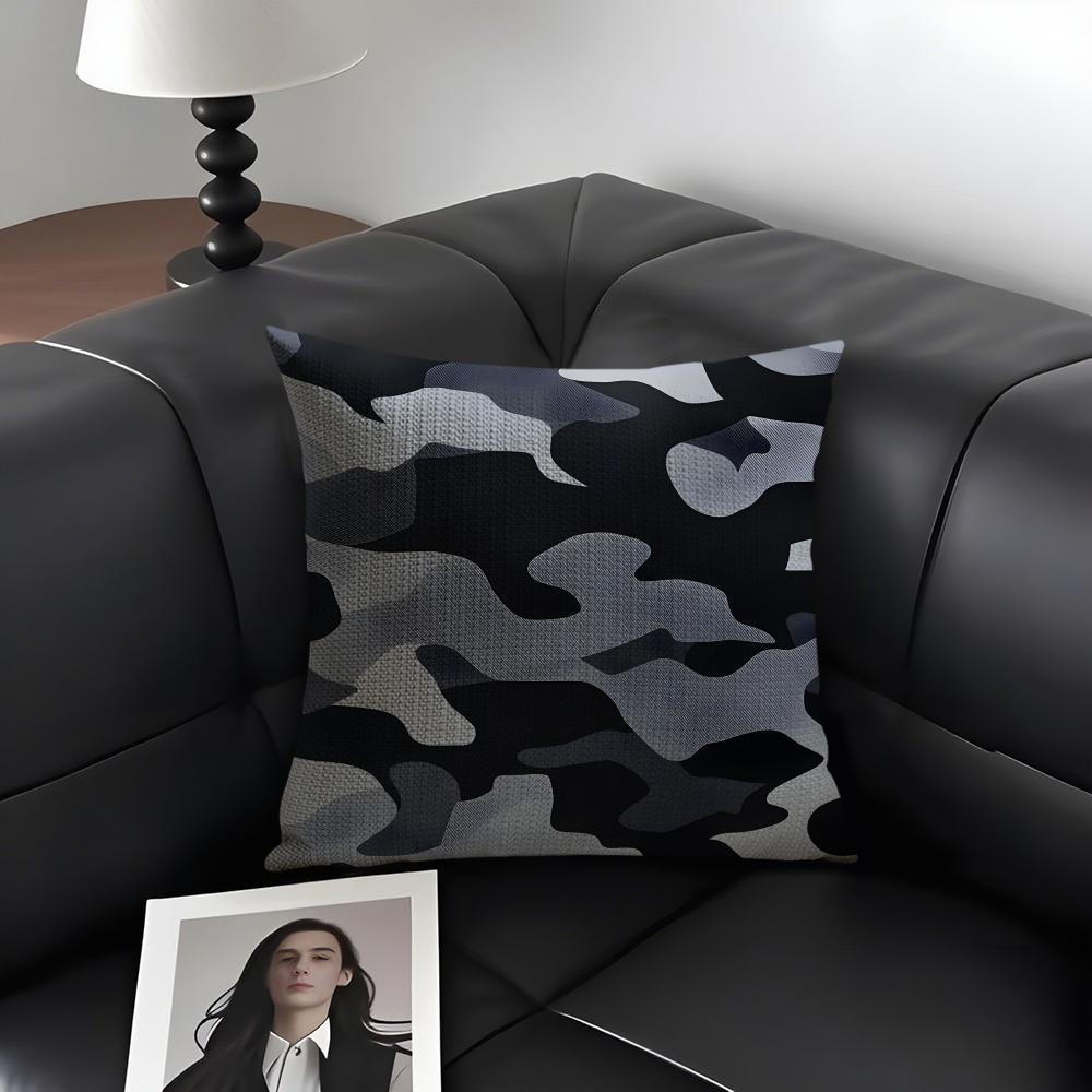 Camouflage Cushion Cover Natural Linen Organic Fabric Double-Sided Printing Sofa Home Decor Gift Pillow Case