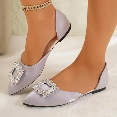 Mode Damesschoenen 2024 Hoge Kwaliteit Instapper Dames Flats Mode Kristal Dagelijkse Flats Dames Sexy Puntneus Platte Lage Hakken Zapatos