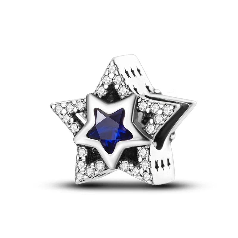 Copper Charm Bead Blue Series Astronaut Star Charm Fit Original Bracelet Necklace Trinket Women Jewelry