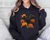 Season, Halloween Black Cat, Printed Long Sleeve Top Fashion Women's Hooded Sweater