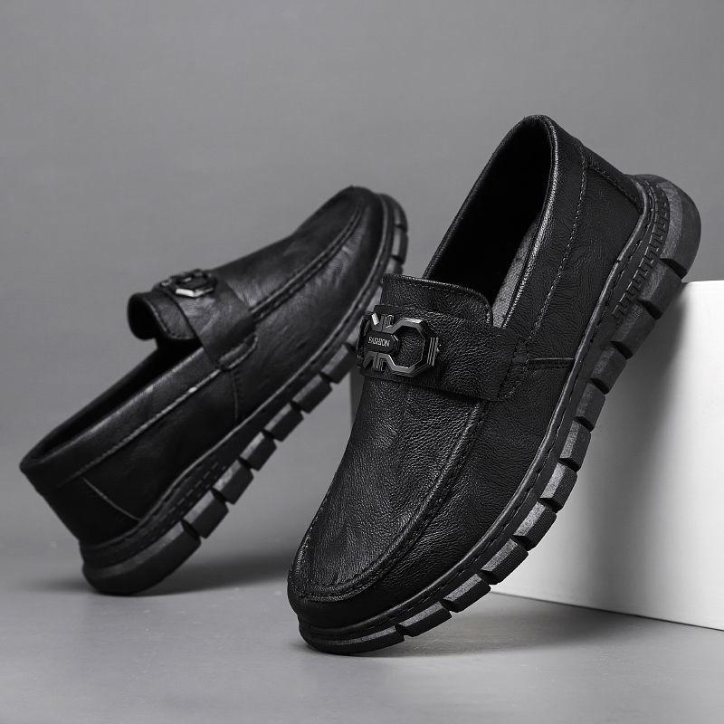 

Осень новая повседневная кожаная обувь мужская корейская версия универсальный тренд низкий верх обувь для скейтборда дышащая британский стиль деловая рабочая обувь прилив 39