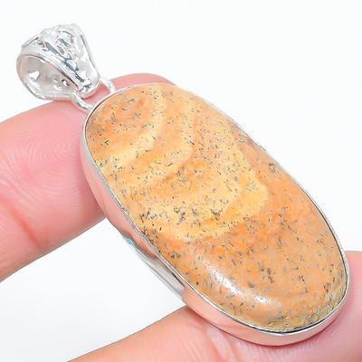 Natural Picture Jasper Gemstone 925 Sterling Silver Gift Pendant 2.17" E6n45