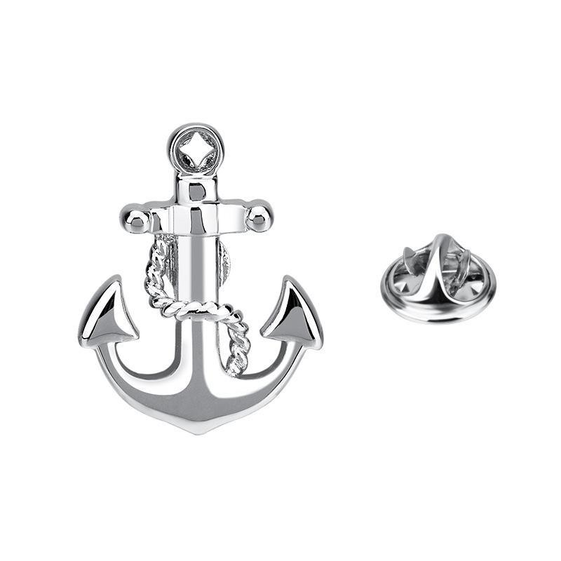 Sølv ankerbrosjemerke Smykker Herre Dame Pin Medal Lapel Pin Metall Corsage Brudgommensdrakt Formell tilbehør