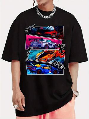 Unisex Moda Araba Baskılı Tişört Üst Düzey Lüks Unisex Stil Hem Unisex Hem Unisex