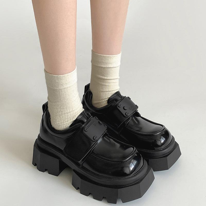 Spring and summer new fashion thick heel small leather shoes platform loafers muffin single shoes versatile Mary Jane shoes high heels women