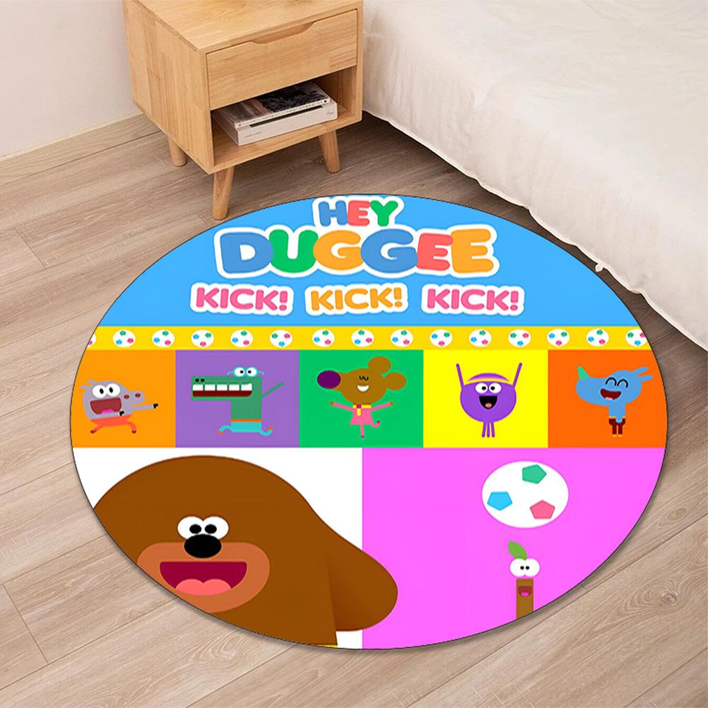 Hey Duggee Printed Round Rug Carpet Chair Rug Area Rug Entryway Doormats,for Office Chair Living Room Bedroom Kitchen Room.