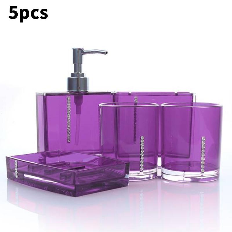 5 Accessories Pcs Bathroom Multicolors Acrylic Diamondmounted Shining Sets