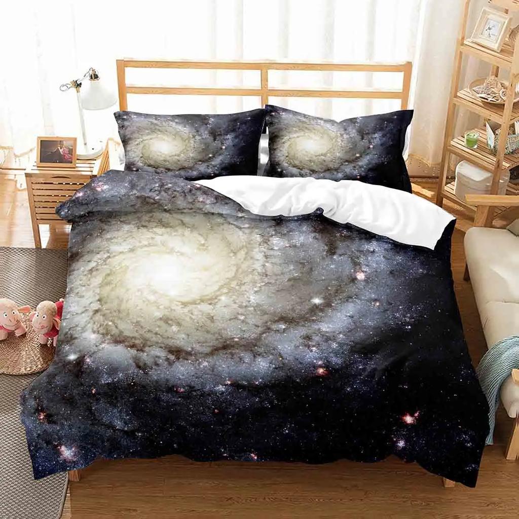 Hubble Image King Queen Duvet Cover Vast Starry Sky Bedding Set Bright Universe Landscape Quilt Cover Polyester Comforter Cover