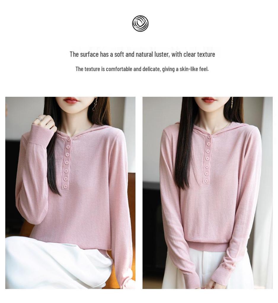 Damen Strickpullover mit Kapuze in lockerer Passform - Lässiger Herbst-/Winterstil