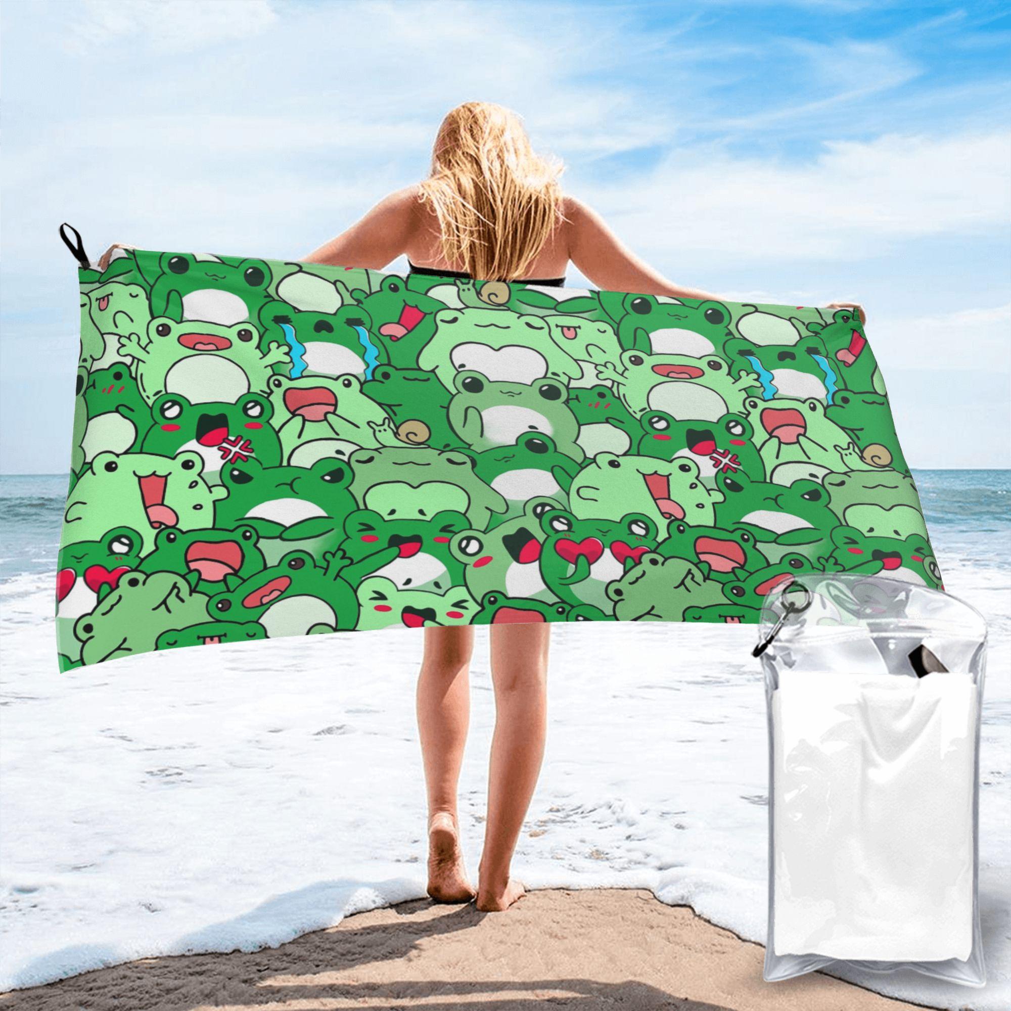 

Crowded cute Frog Pattern Beach Towel Soft Microfiber Quick Dry Absorbent Quick Towels For Swimming W40*H60(CM)