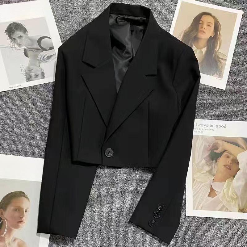 

Short Blazer for Women Spring and Autumn New Temperament Slim Small Black Casual Suit S