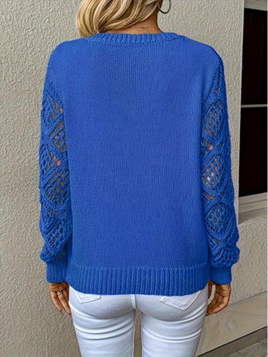 Spring/Autumn Women's Long Sleeve Hollow Knitted Pullover Sweater