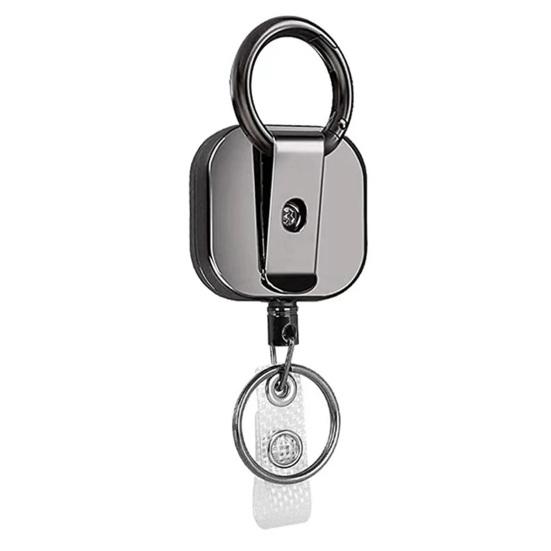 Retractable Lock Heavy-Duty Keychain with Smooth Retractable Reel Mechanism Adjustable Wire Rope Length Belt Clip Badge Holder