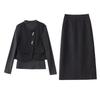 Chic Women's 2025 Winter Three-Piece Set: Fashionable Long-Sleeve Vest & Half-Body Skirt - ME5502