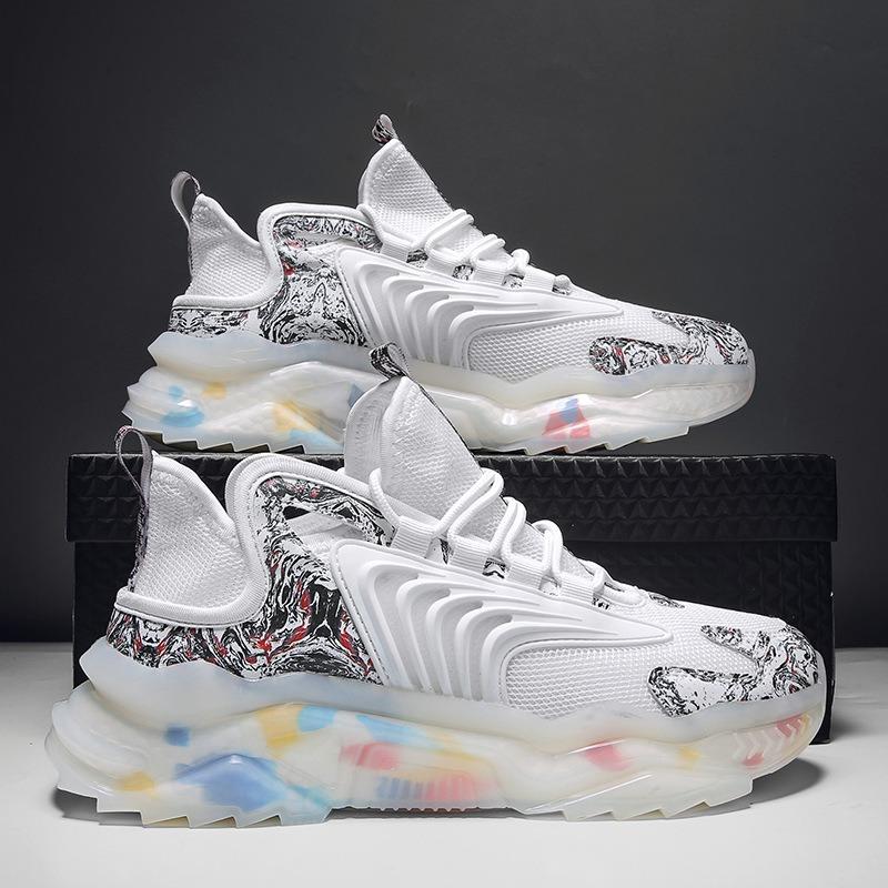 

Дышащая сетка, модные беговые кроссовки, повседневные спортивные кроссовки, модная обувь для папы, мужская обувь 44 белый