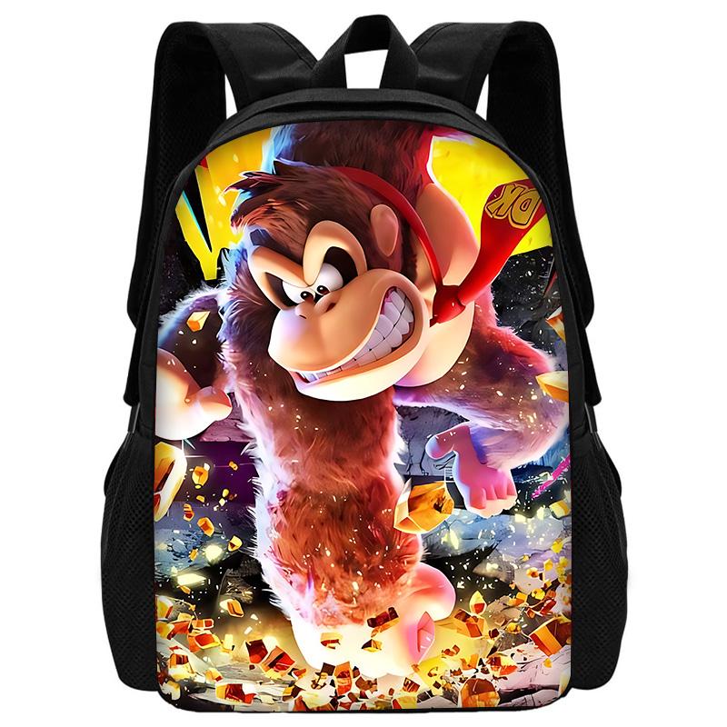Child School Cartoon Donkeyeds Kongs Bananzaeds Backpack with Lunch Bags ,Pencil Bags ,School Bags for Boys Girls Best Gift