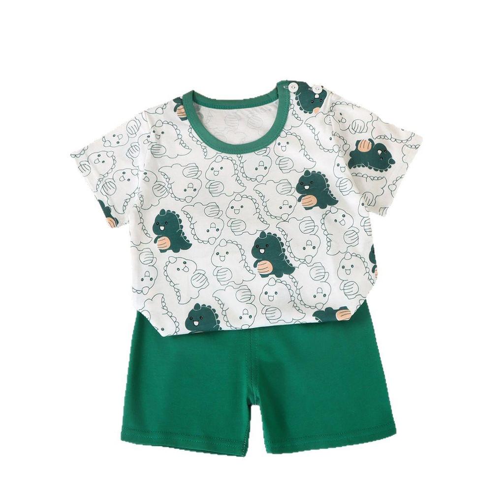 2025 New Kids' Short Sleeve Cotton Lounge Set - Boys' & Girls' Summer Activewear