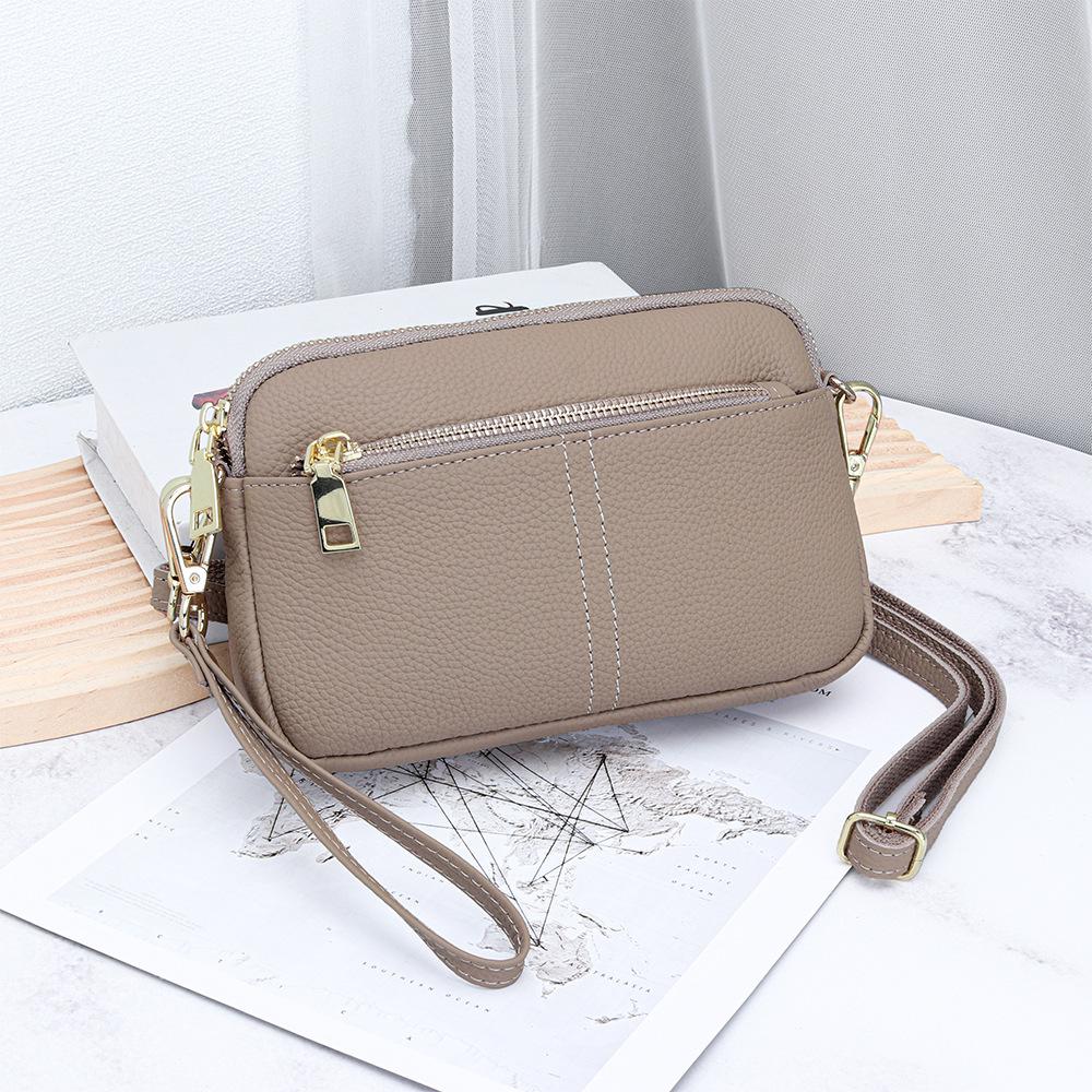 Top Grain Cowhide Small Square Bag for Women 2026 Crossbody Shoulder Handheld Bag, Leather Lightweight Casual Phe Purse Wallet