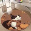 1PC Autumn Cat Office Round Area Rug, Indoor Mat Suitable ForOffice, Under Office Chairs Bedroom Living Room Home Decor, Room Deco,  F034