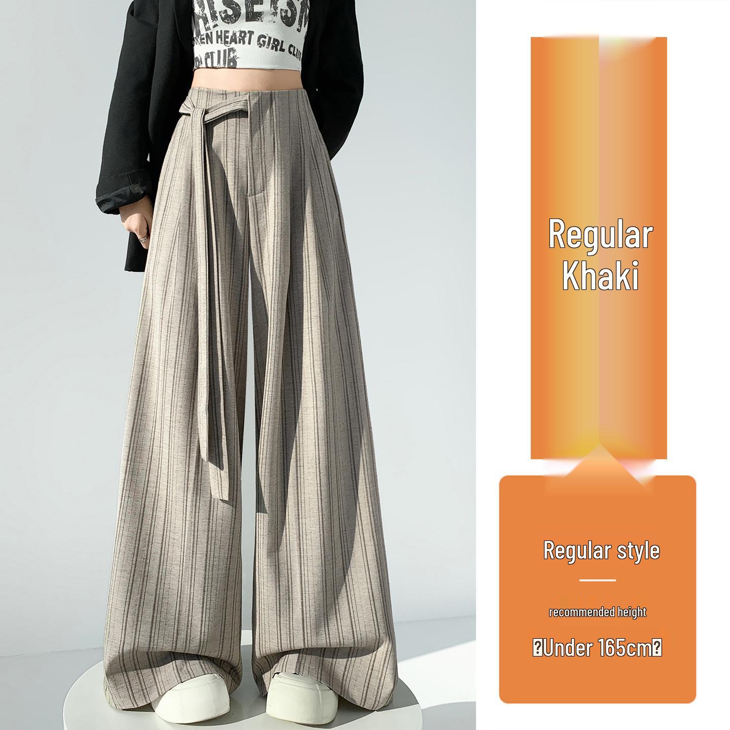

Women s High-Waisted Striped Wide-Leg Pants - Spring 2026 Fashion, Slimming Lazy Style, Loose Casual, Floor-Length Medium