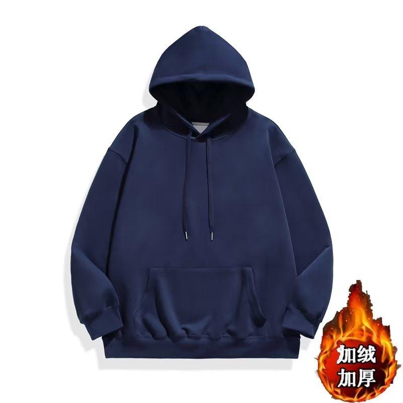 Fleece thickened sweater for men and women of the same 400g heavy Chinese cotton ins loose hooded autumn and winter clothes