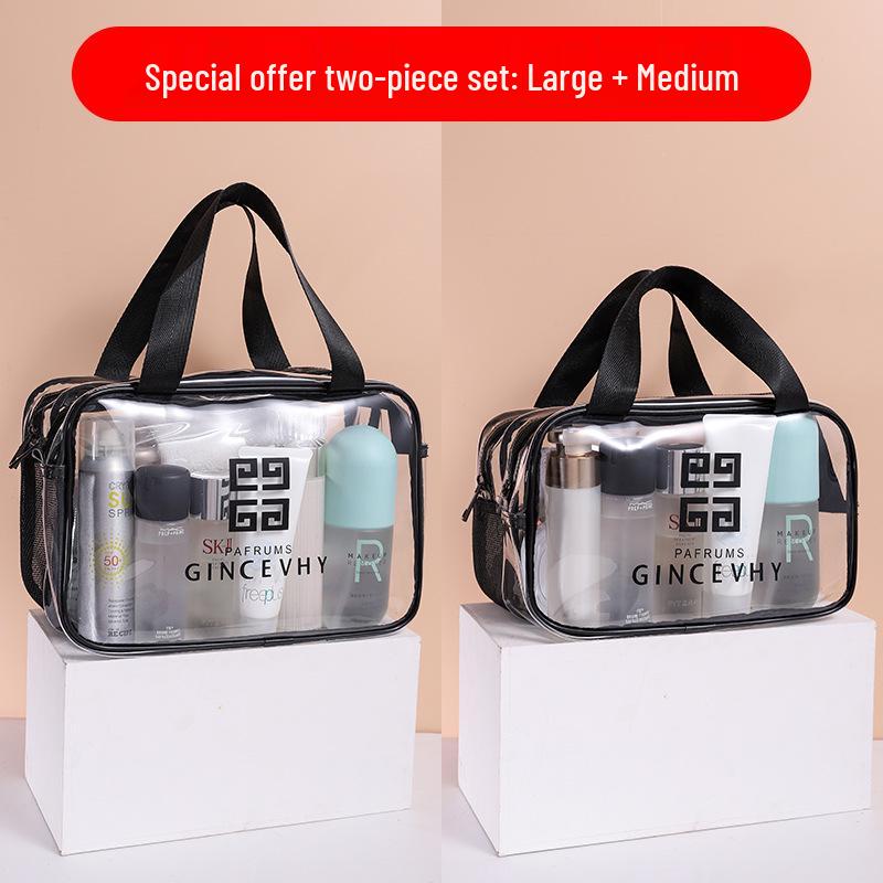 Women's Portable Waterproof Makeup Bag, Large Capacity Travel Toiletry Organizer, Transparent Wet and Dry Separation, Super Hot 2021.