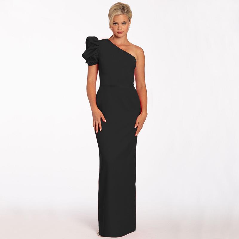 New women s one-shoulder sexy dress dress hot-selling temperament lantern sleeve dress S