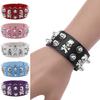 Unisex Punk Jewelry Pieces Featuring Wide Leather Band and Rebellious Skull Embellishments for Daily Wear