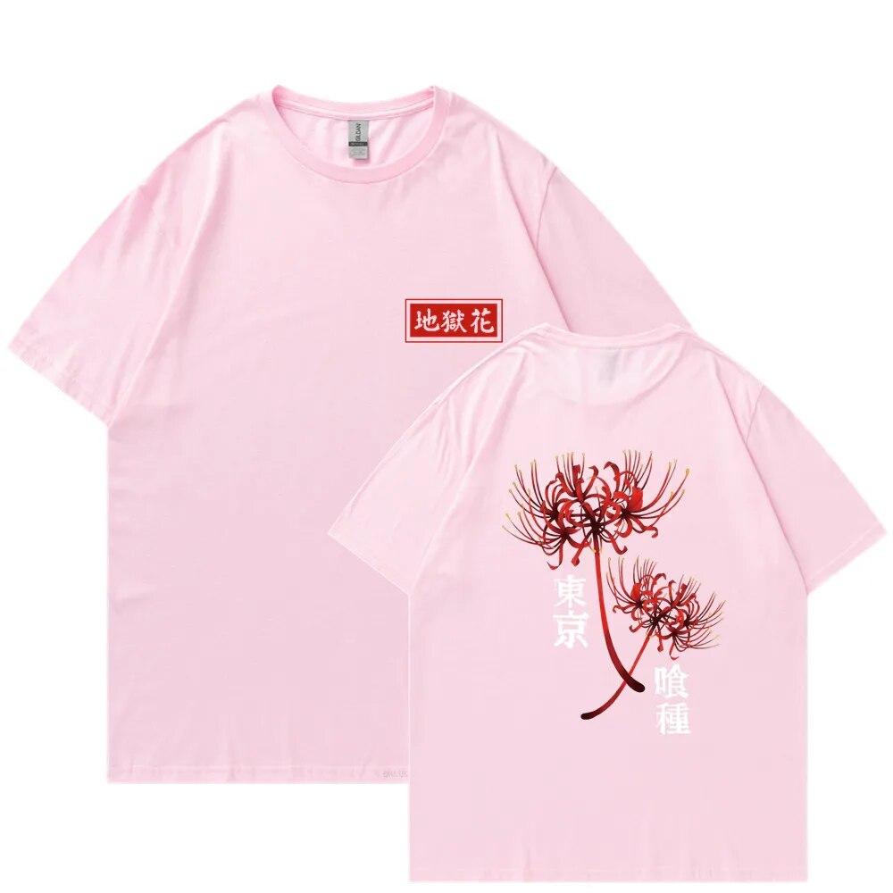 Anime Tokyo Ghoul Spider Lily T-shirt Unisex WoUnisex Cool Kane Kiken Graphic Print T-shirts Oversized Streetwear Couples Tees