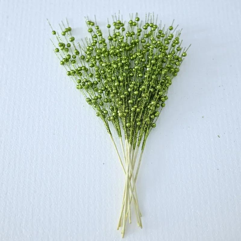 Artificial Flowers Christmas Berry Golden Branch Fake Plants Stem Tree Wreath DIY Home Christmas Wedding Decor Table Craft Gifts