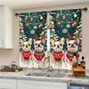 2pcs French Bulldog Christmas Printed Curtain for Christmas Home Decor-Rod Pocket Window Treatment for Bedroom, Office, Kitchen