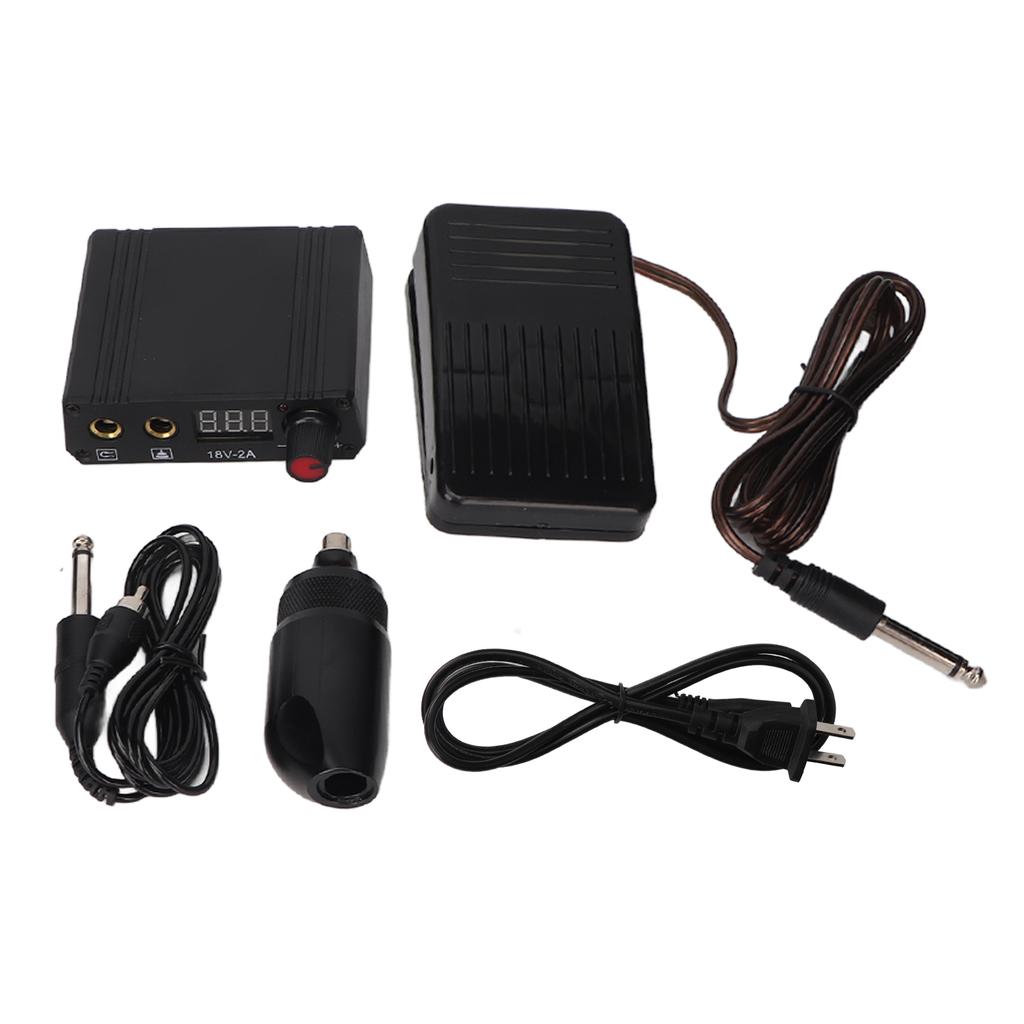 Tattoo Pen Kit LCD Display Dual Mode RAC Connector Rotary Short Tattoo Machine Set Black