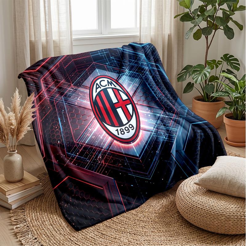 AC Milan Theme Blanket Soft Flannel Blanket Plush Throw Blanket Cozy Sofa Bed Blanket for Home Decor