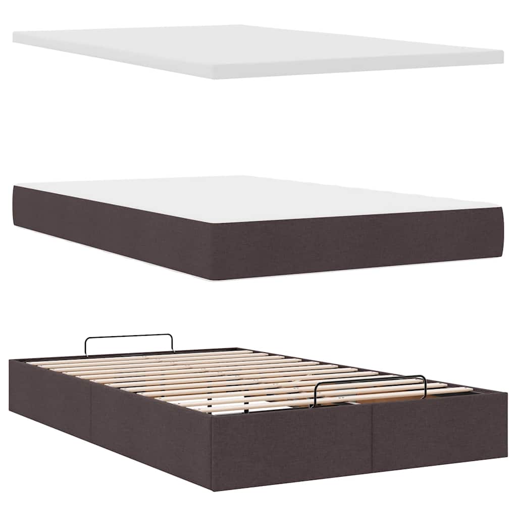 Enjoy a restful night s sleep with this ottoman bed with mattress and LED lighting in dark brown measuring 120 x 190 cm