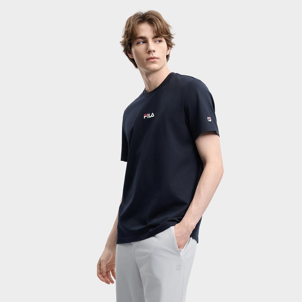 FILA Original Classic Versatile Fashion Round Neck Cotton Short Sleeve T-Shirt Men tops Legendary-Blue F51M629103FNV