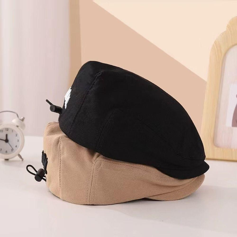 Letter Embroidered Beret Hat Retro Denim Peaked Caps Fashion Duck Tongue Cap  for Kids