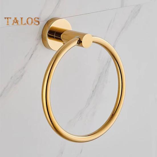 Suction Cup Towel Ring Wall-Mounted Metal Holder Solid Color Easy To Install Bathroom Hand Towel Holder Hanger Hook