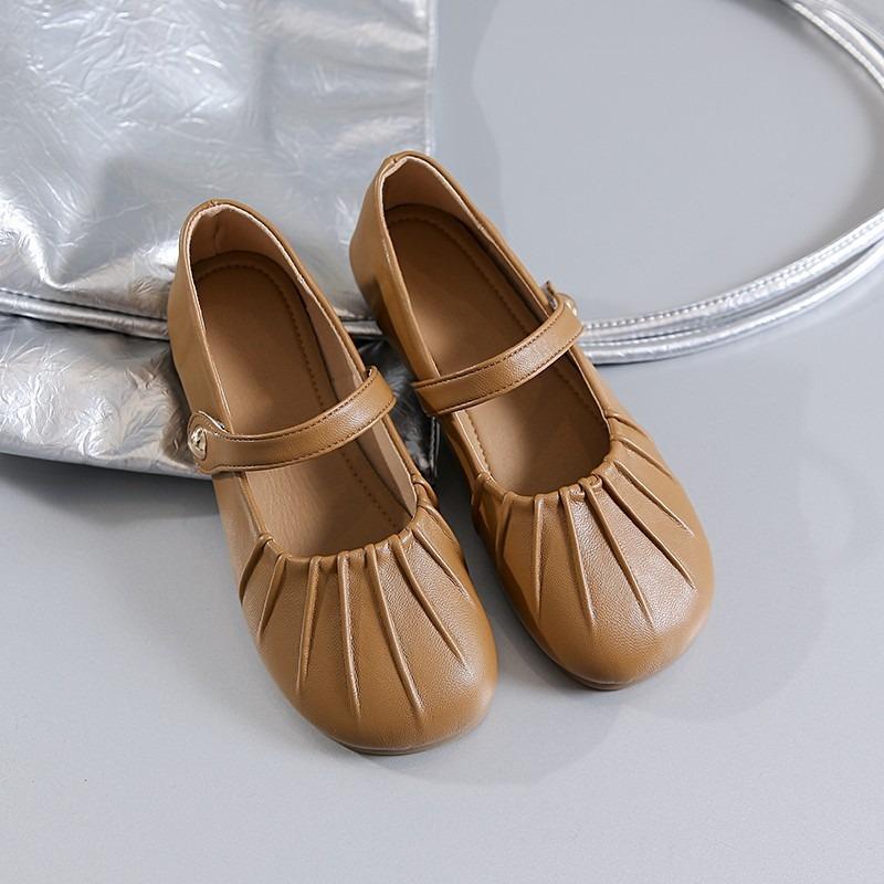 Retro Mary Jane-skor dam höst grund mun mjuk sula små läderskor platt botten med kjol enskilda skor dam