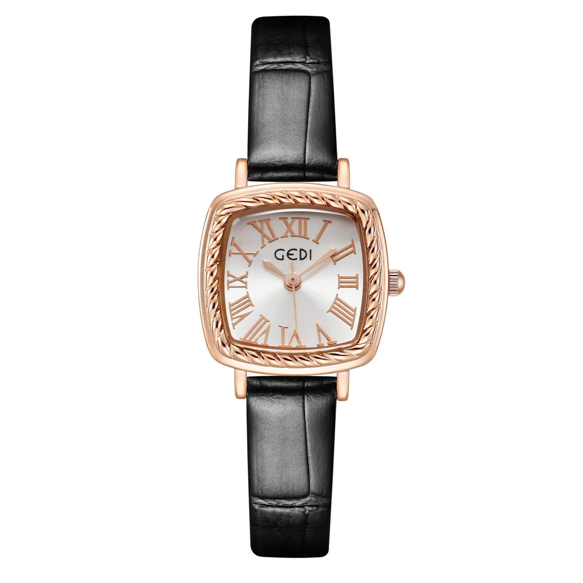 Fashion Trend Compact Square Dial Premium Belt Ladies Quartz Waterproof Watch