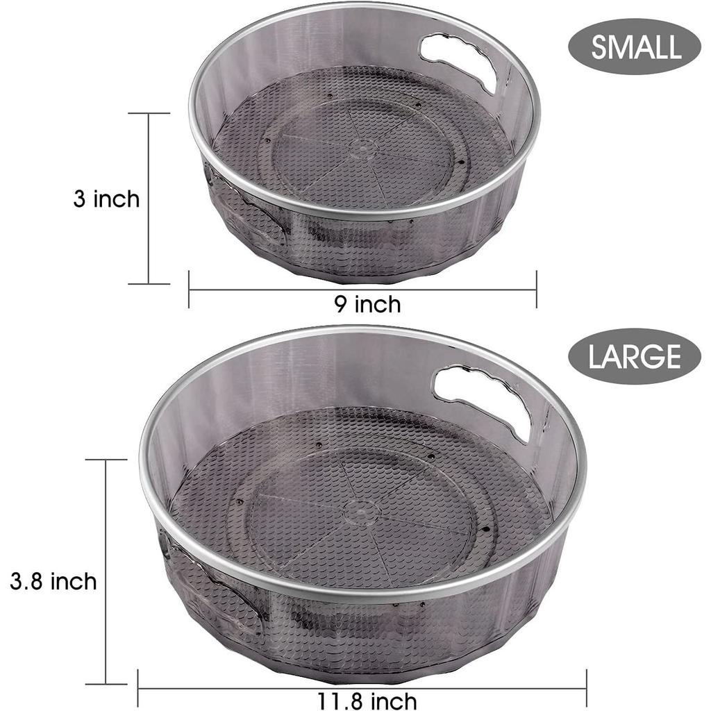 2 Sizes Lazy Susan Turntable Spinning Spice Rack Organizers Multifunctional Round Clear Rotating Cosmetic Containers