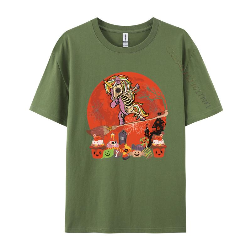 Halloween Unicorn Costume Skeleton Tshirt Pure Cotton High Street Tops T Shirt Casual Tee Shirts Man